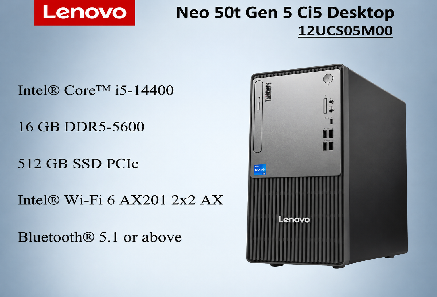 ChatGPT Image Sep 2, 2026, 05_06_29 AM Lenovo Desktop Neo 50t Gen 5 Ci5 12UC505MOO - Image 1